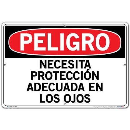 Vestil Aluminum Composite Sign, 12-1/2" Height, 18-1/2" Width, Aluminum Composite, Rectangle, Spanish SI-D-53-D-AC-130-S